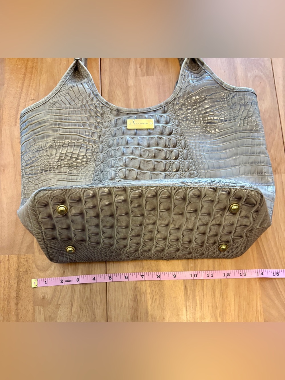 Brahmin Croc-Embossed Leather Taupe Tote Bag ~ - Picture 8 of 11